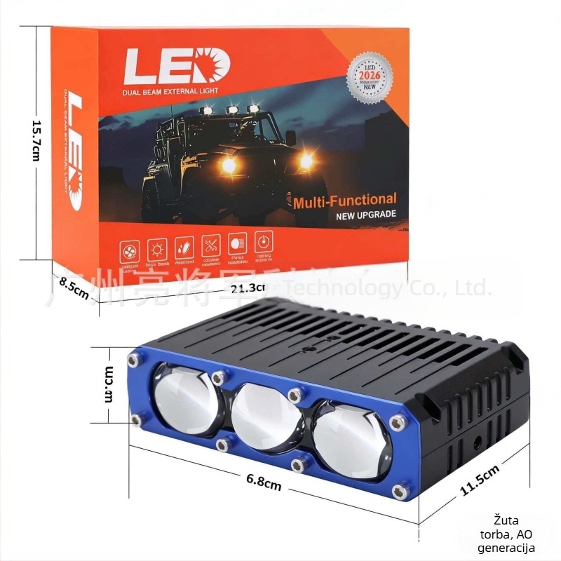 LED reflektor s tri leće za automobile i motocikle, domet 800 m, 85W