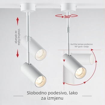 LED tračno svjetlo za izlaganje odjeće, stropno montirano s produžnim rukama