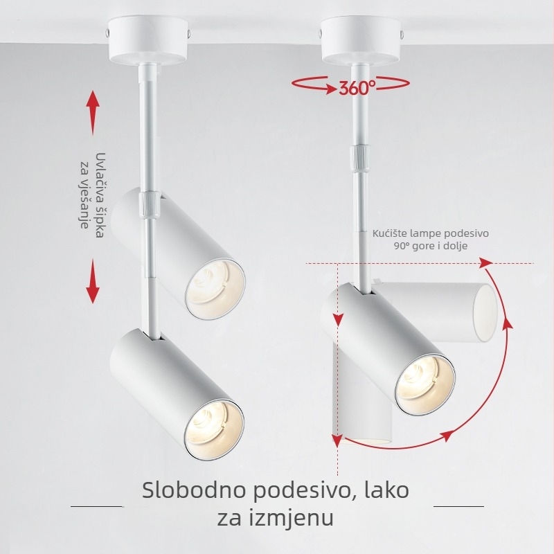 LED tračno svjetlo za izlaganje odjeće, stropno montirano s produžnim rukama