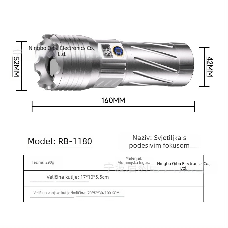 Nova snažna aluminijska LED lampa s dugim dometom, punjiva baterija, pogodna za planinarenje i lasersko svjetlo za nuždu