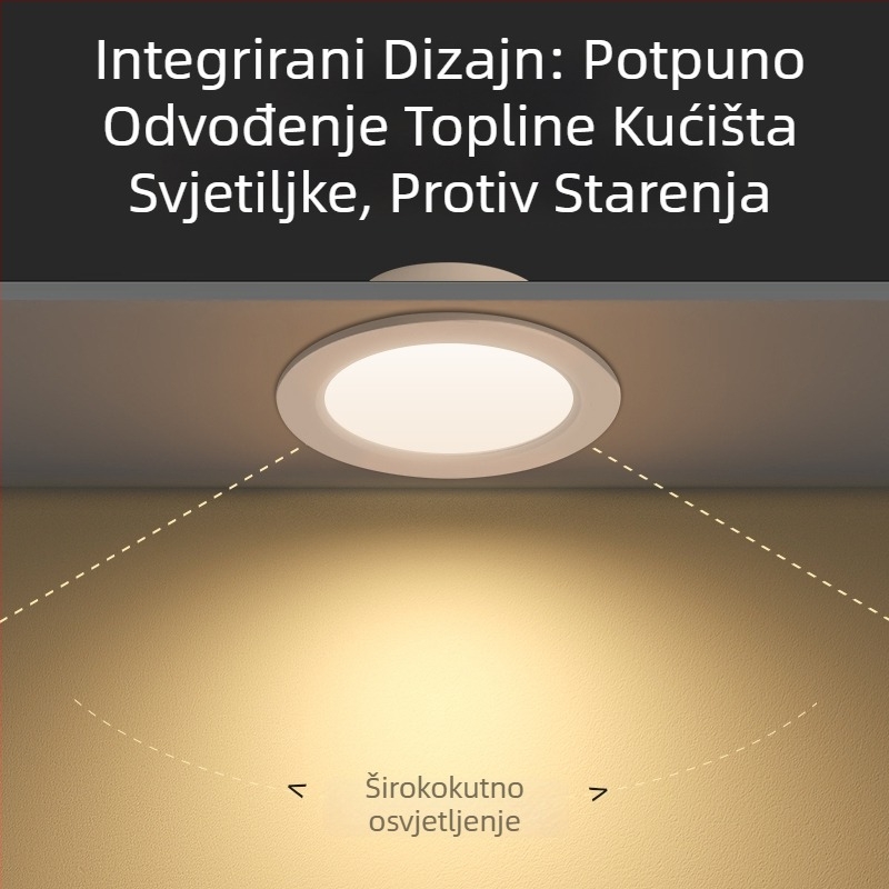 Izuzetno tanak LED ugrađeni downlight, otvor 75 mm, veličina 6 inča, svjetlo za dnevni boravak, komercijalno osvjetljenje