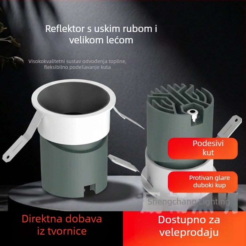 Ugradni LED spot s uskim rubom i visokom toplinskom disipacijom, stropno rasvjetno svjetlo za hotelske projekte i kućnu upotrebu