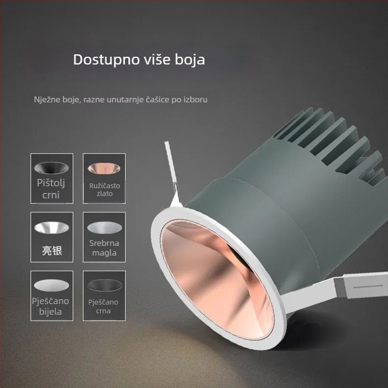 Ugradni LED spot s uskim rubom i visokom toplinskom disipacijom, stropno rasvjetno svjetlo za hotelske projekte i kućnu upotrebu