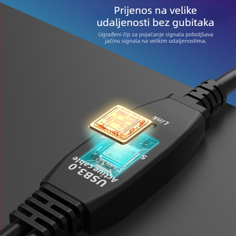 USB 3.0 produžni kabel s unutarnjim pojačalom signala, 10 m, za računalo, mrežnu karticu i konferencijsku kameru