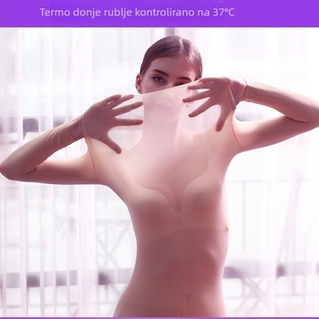 Ženski bezšivni termalni komplet donjeg rublja, visoka elastičnost, samozagrijavanje, okrugli izrez, dugi rukav