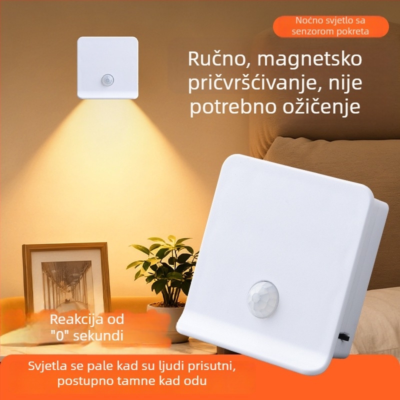 LED pametna noćna lampica sa senzorom pokreta, za spavaću sobu, garderobu i hodnik, zaštita vida