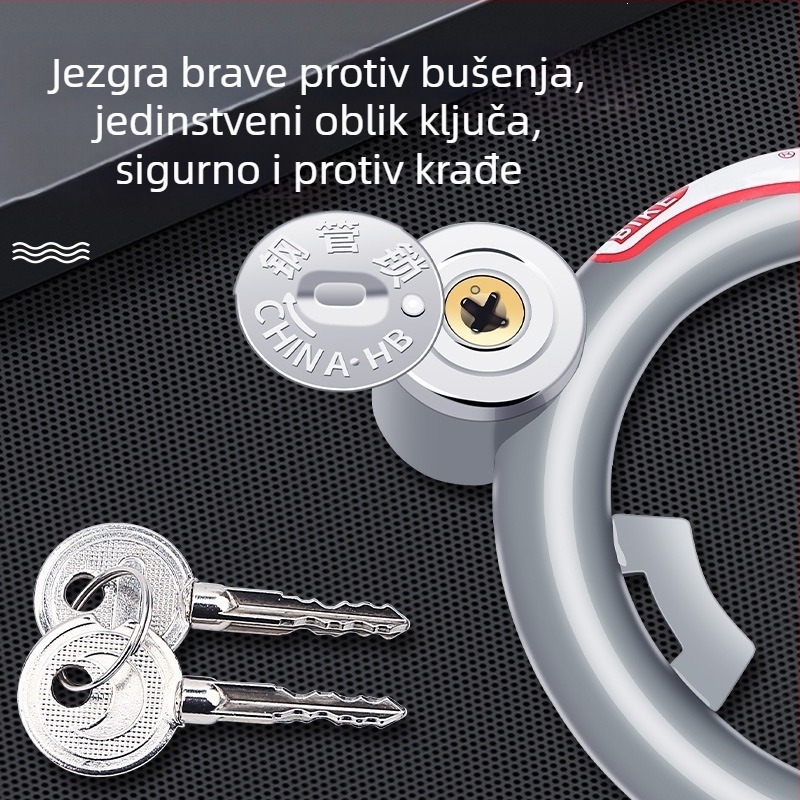 Klasičan zaključavač za planinski bicikl s protivkrađnim podkovnim zavarom i kružnom glavom brave u obliku kandže za cestovne električne bicikle