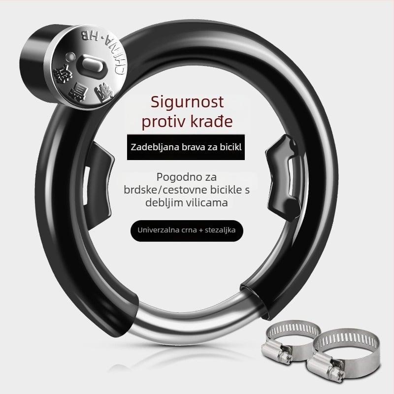 Klasičan zaključavač za planinski bicikl s protivkrađnim podkovnim zavarom i kružnom glavom brave u obliku kandže za cestovne električne bicikle