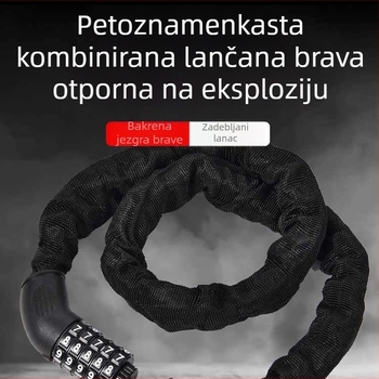 Lanac zaključavanja za bicikl na kombinaciju – moderan, minimalistički, prenosiv, za planinske i električne bicikle