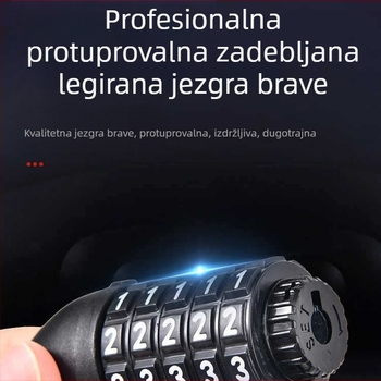 Lanac zaključavanja za bicikl na kombinaciju – moderan, minimalistički, prenosiv, za planinske i električne bicikle