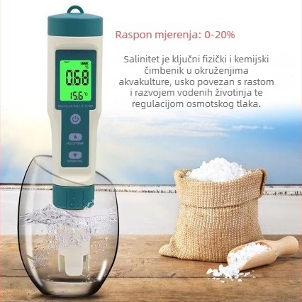 8-u-1 tester kvalitete vode: pH i test bogat vodikom, mjerač saliniteta morske vode, tester pH vode za piće