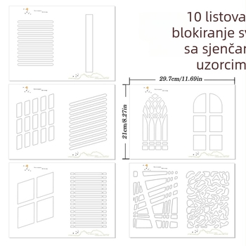 Set fotografskog pozadinskog seta s 10 vrsta kartonskih materijala za svjetlo i sjenu, ploče za sjenčanje