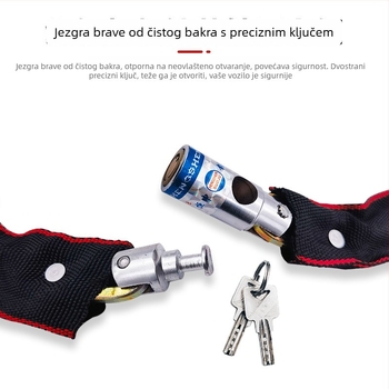 Brava za staklena vrata sa trakom, brava s ključem, duga anti‑krađa brava za vitrinu, lančana brava za bicikl
