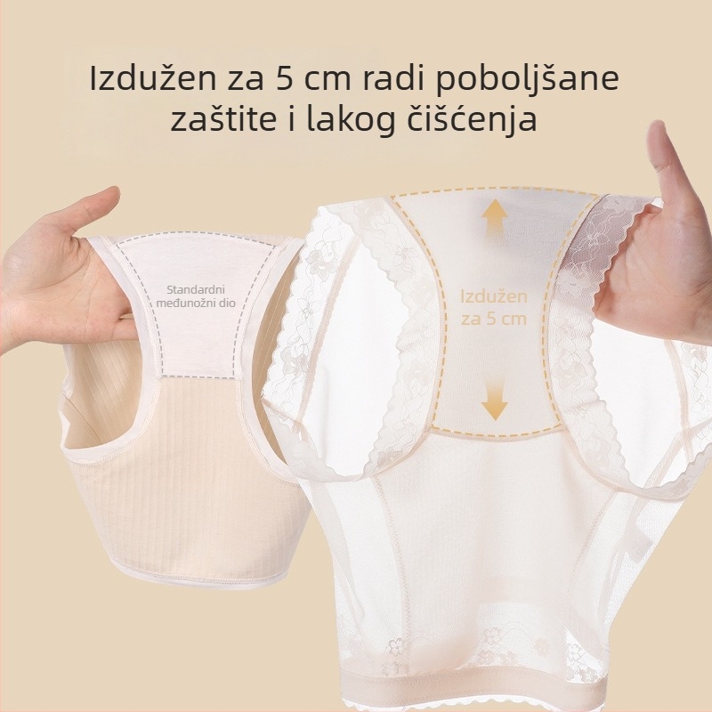 Ženske gaćice visokog struka, plus veličina, mrežasti materijal, podstava od Mulberry svile, poluprozirna čipka