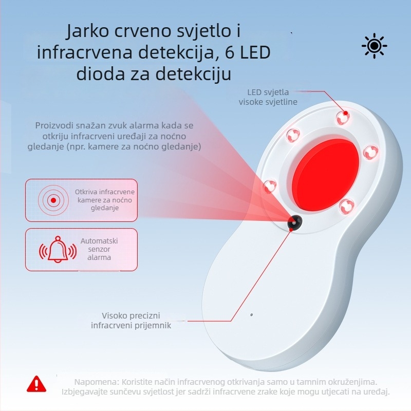 Detektor skrivenih kamera u hotelu s infracrvenom skeniranjem