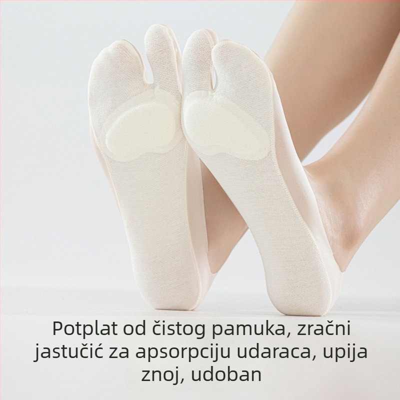 Ženske čarape s podijeljenim prstima – ljetne tanke, kratke, nevidljive, protuklizne, s pamukovom sole