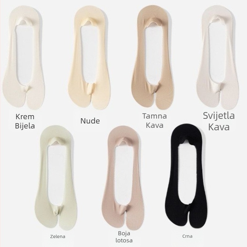 Ženske čarape s podijeljenim prstima – ljetne tanke, kratke, nevidljive, protuklizne, s pamukovom sole