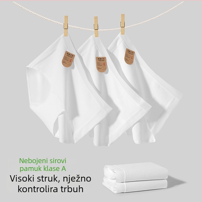 Ženske gaćice visokog struka od antibakterijskog pamuka, plus veličina, bez boje, pamuk klase A