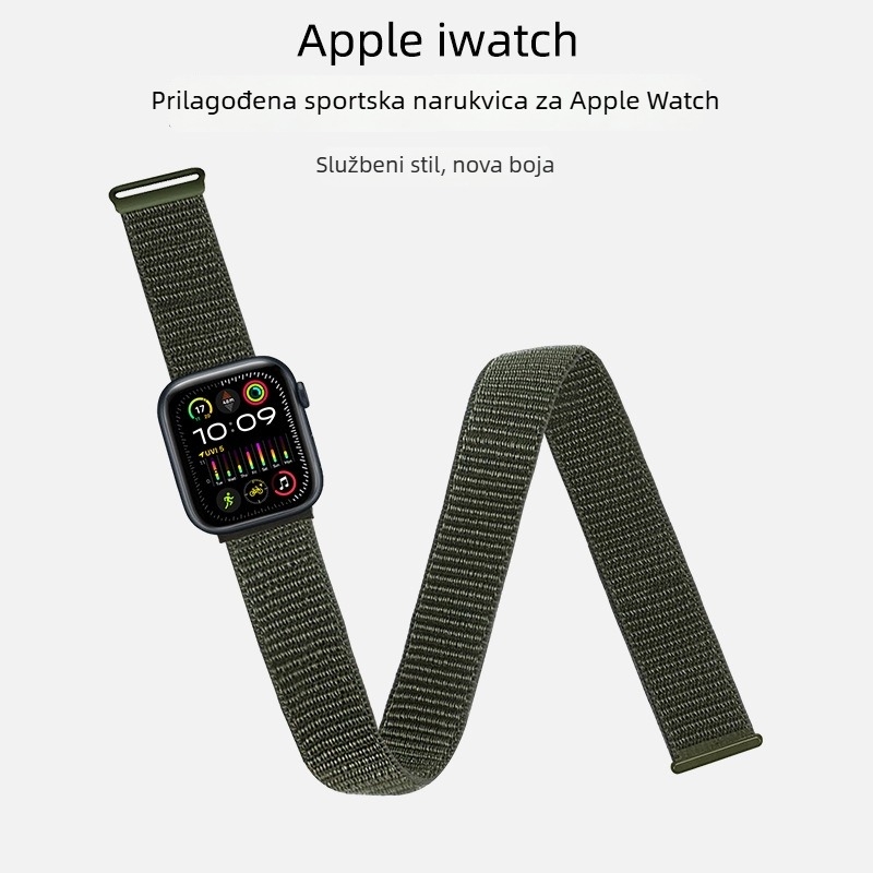 Najlon sportska narukvica za Apple Watch s Velcro kopčom — visoke elastičnosti, za vanjsku trku