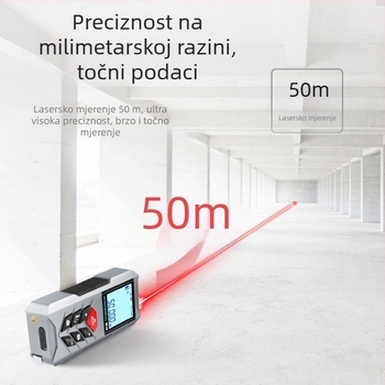 Infračrveni daljinomjer s laserskim križnim mjerenjem, elektronički ravnalo, aplikacija za crtanje i mjerenje prostorija, čelična mjerna traka