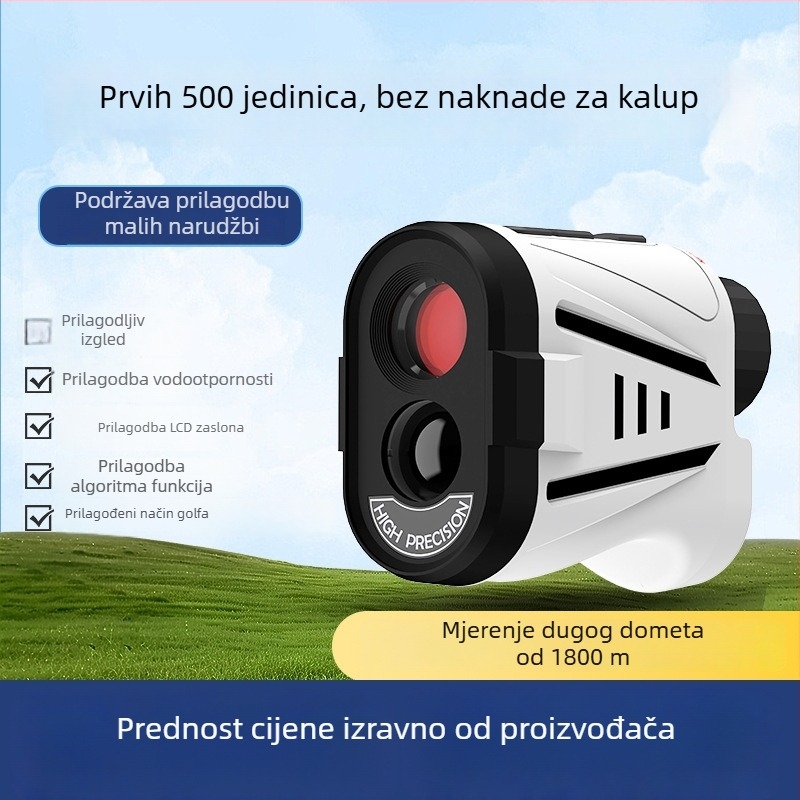 Ručni daljinski mjerni uređaj za golf s teleskopom i laserskim nišanom, domet 1800 m, industrijskog kvaliteta, za vanjsku upotrebu