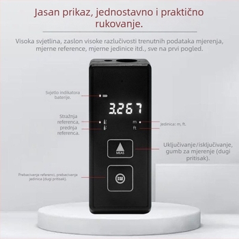 Unutarnji laserski mjerač udaljenosti, visoka preciznost infracrvenog mjerenja udaljenosti, elektronički ravnalo