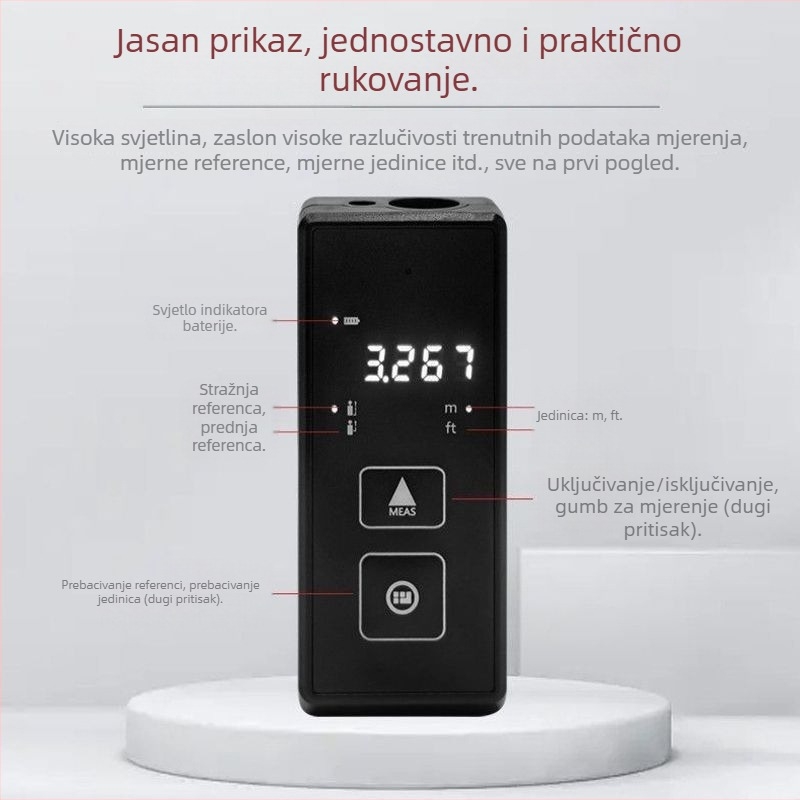 Unutarnji laserski mjerač udaljenosti, visoka preciznost infracrvenog mjerenja udaljenosti, elektronički ravnalo