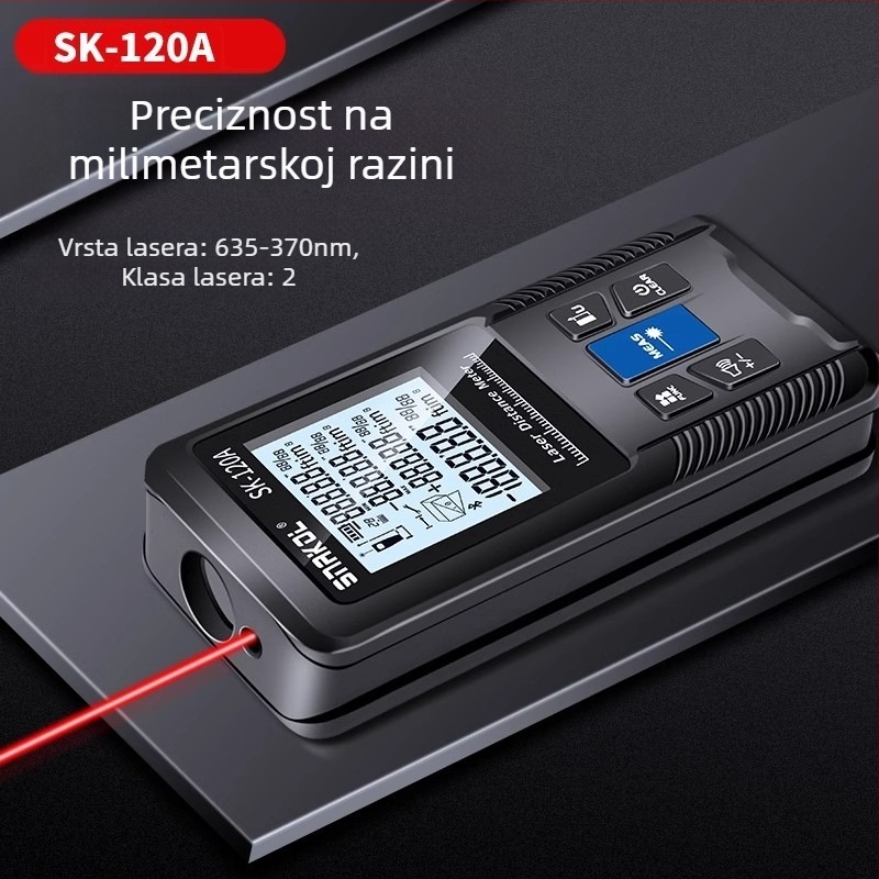 Laserski mjerač udaljenosti, visoke preciznosti, ručni, digitalni infracrveni mjerač SK120A