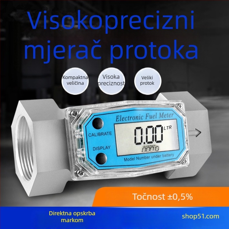 Nehrđajući čelični turbinski mjerač protoka tekućina s digitalnim zaslonom; dizel, benzin, metanol, kerosen i voda