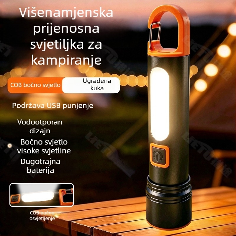 Svetiljka visokog intenziteta, ultra jaka, duga dometa, ponovno napajanje, visoka snaga, duga trajnost – višenamjensko osvjetljenje za kampiranje i vožnju bicikla