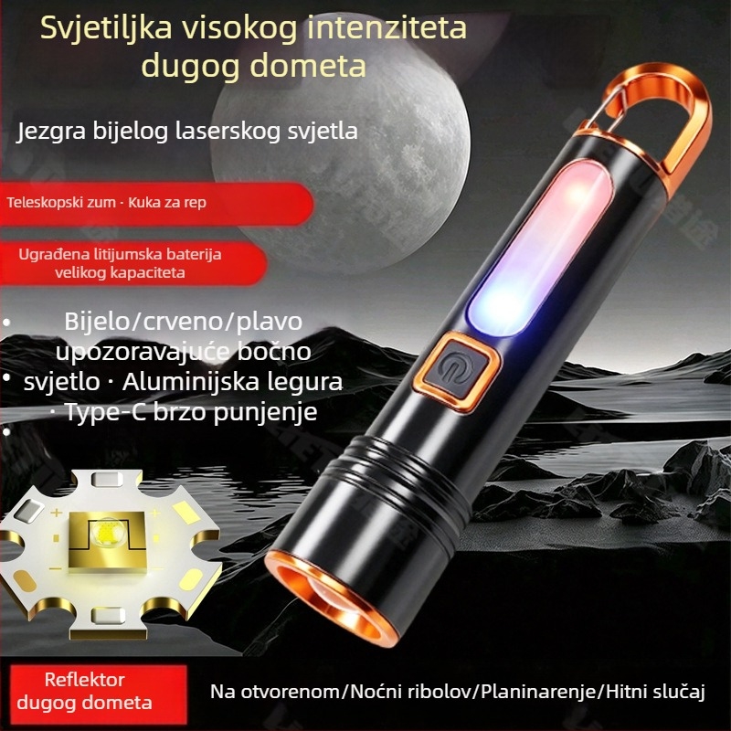 Svetiljka visokog intenziteta, ultra jaka, duga dometa, ponovno napajanje, visoka snaga, duga trajnost – višenamjensko osvjetljenje za kampiranje i vožnju bicikla