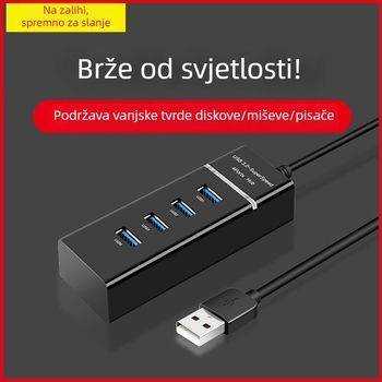4-portni USB 3.0 hub, prijenosni višenamjenski razdjelnik s kabelom od 30 cm