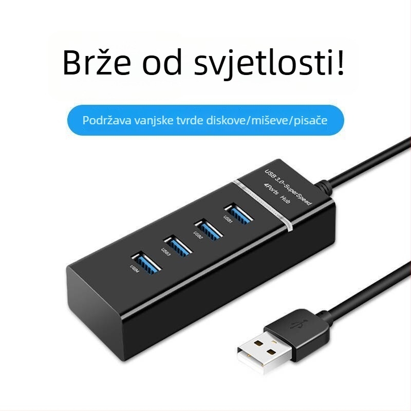 4-portni USB 3.0 hub, prijenosni višenamjenski razdjelnik s kabelom od 30 cm