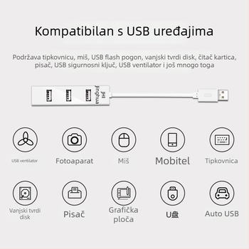 USB 2.0 hub s 4 porta, proširenje USB s više sučelja, 1 na 4 splitter