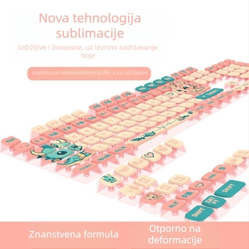 Pink Dragon SA profil kapice za tipke, prozirne sa svih strana, PBT sublimacija, prilagodljive, gravirane na pet strana, set od 125 tipki
