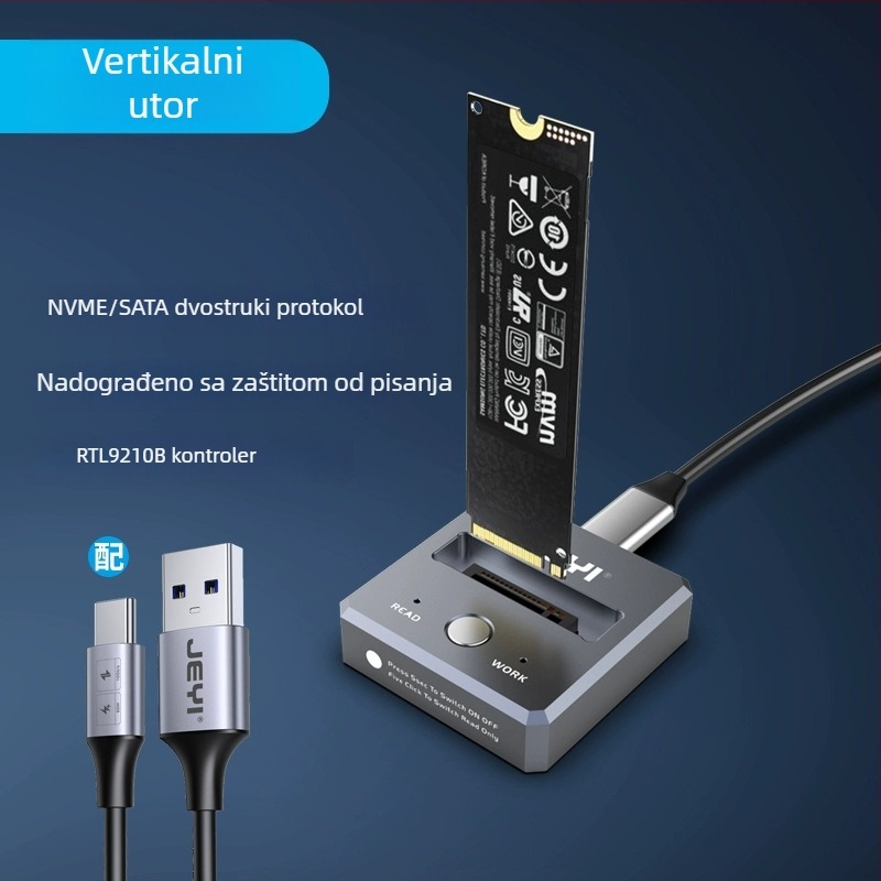 Jeyi/Jiayi vanjska kutija za M.2 NVMe/SATA SSD s USB-C