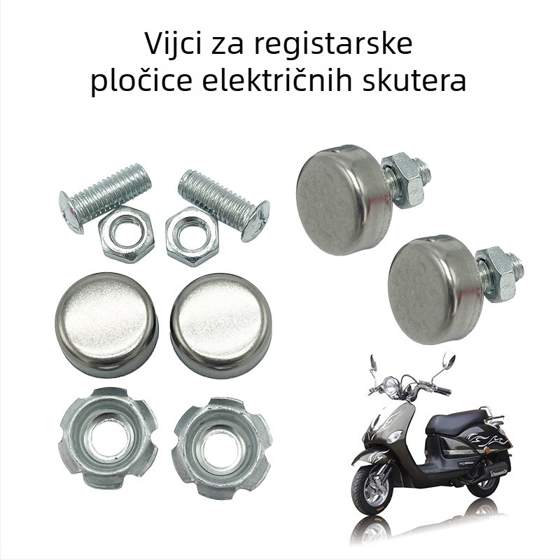 Set vijaka protiv krađe za registarsku ploču motocikla s kopčom okvira i kapicama za ugradnju – dodaci za modifikaciju