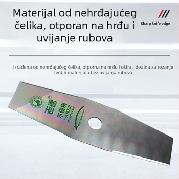 Oštrica za kosilicu za benzinske i električne strojeve; ravni dizajn; bijeli čelik; 40/60/80 zubi; mangan‑čelični spoj; oštrica za trimer i pilu