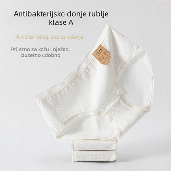 Bijele ženske gaćice od pamuka s antibakterijskom zaštitom, Klasa A, prozračne, plus veličina