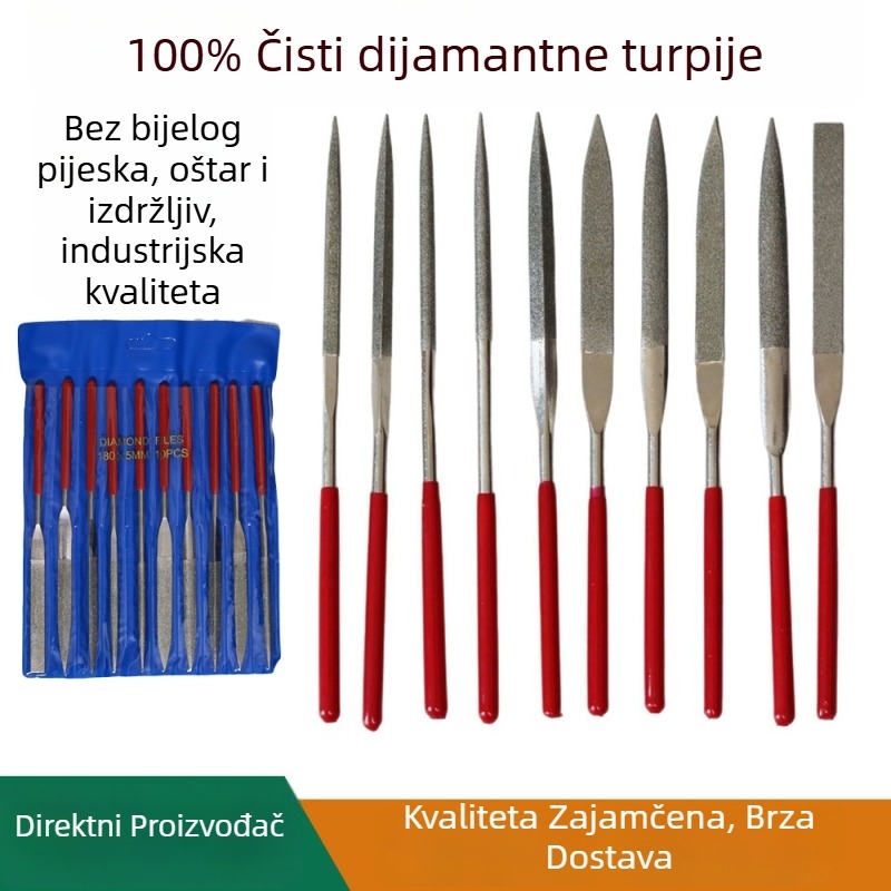 Elektroplirani dijamantni pilnik za obradu metala, veličine 3x140, 4x160, 5x180 mm