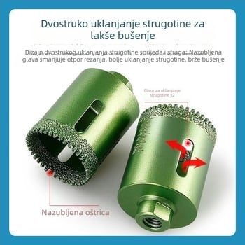 Kutna brusilica s zupčastim diskom za suho bušenje keramike, vitrificiranih pločica i kamena; dijamantni bušač, brušenje i poliranje; univerzalan alat za bušenje rupa