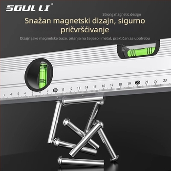 Mini magnetsko ravnilo visoke preciznosti, aluminijsko tijelo, s magnetom