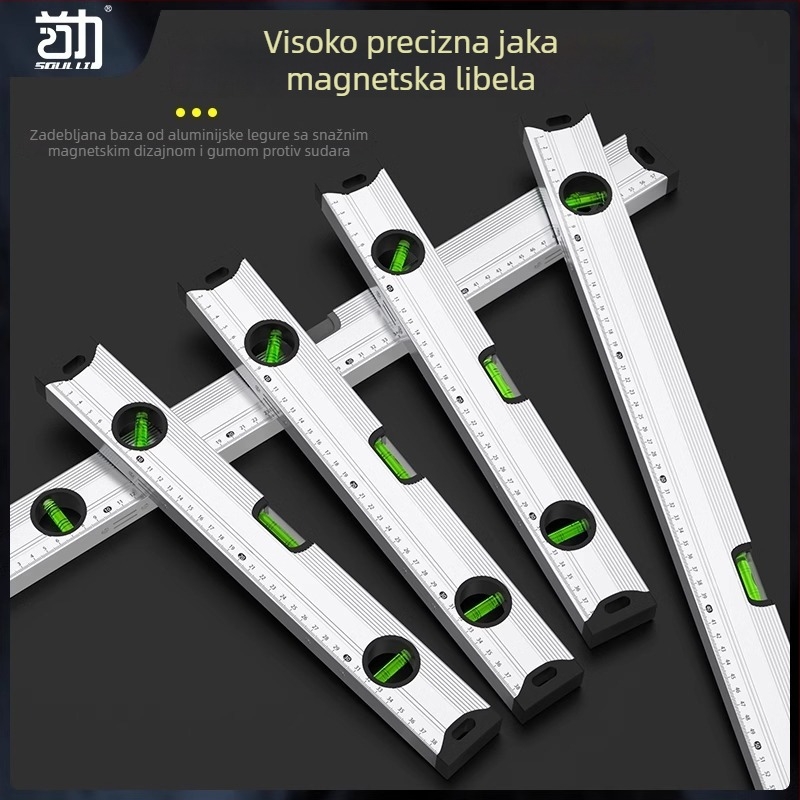 Mini magnetsko ravnilo visoke preciznosti, aluminijsko tijelo, s magnetom