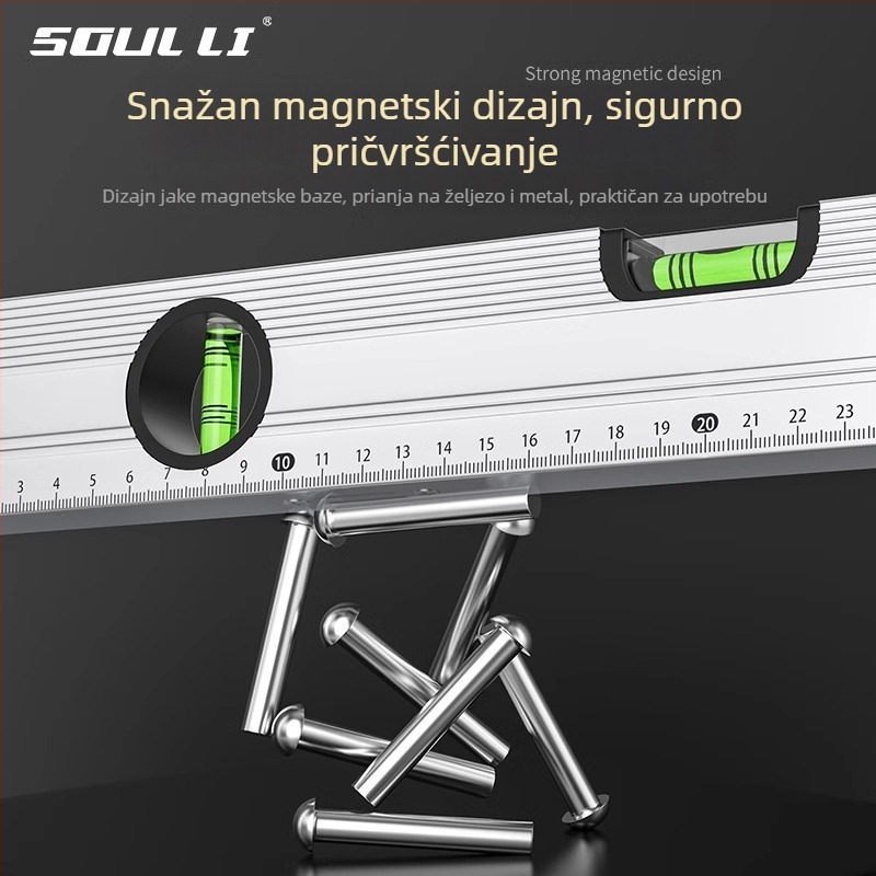 Mini magnetsko ravnilo visoke preciznosti, aluminijsko tijelo, s magnetom