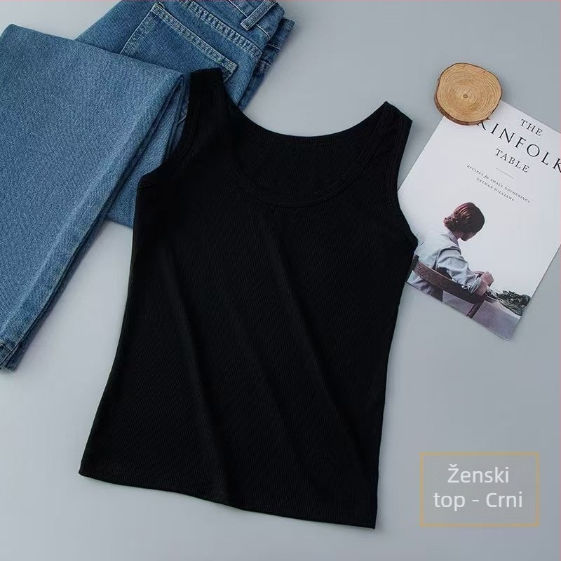Ljetni ženski top od čistog pamuka, udoban prilagođen, bez rukava, svestran za slojevito nošenje ili nošenje samostalno