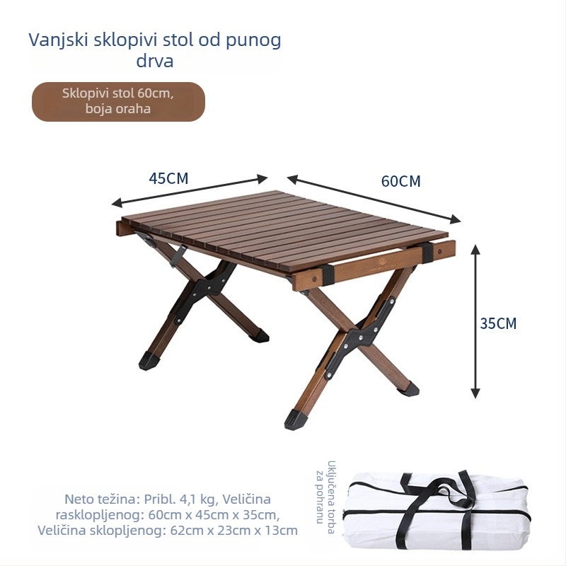 Sklopivi stol od bukovine, za kampiranje, vanjski, prenosiv