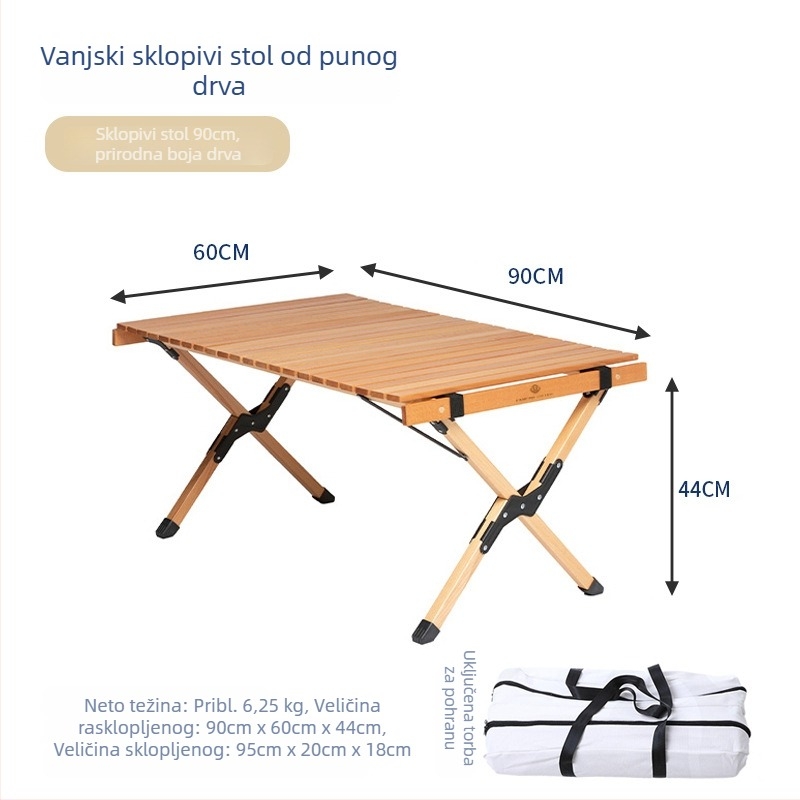 Sklopivi stol od bukovine, za kampiranje, vanjski, prenosiv