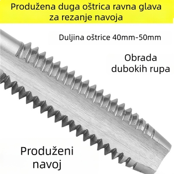 Vinda produžni taps sa ravnim žljebom, produžen za duboke rupe – oštrica 40 mm, duljina zuba 50 mm