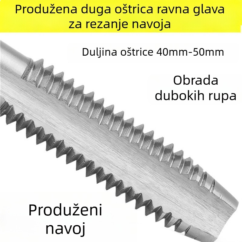 Vinda produžni taps sa ravnim žljebom, produžen za duboke rupe – oštrica 40 mm, duljina zuba 50 mm