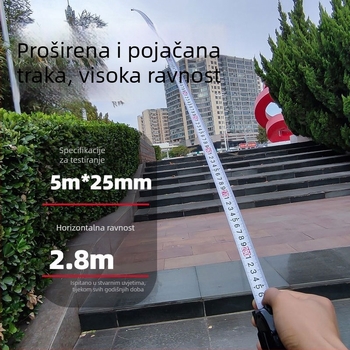 Samozaključavajući mjerni trak 3–10 m, od čelika, otporan na padove, izdržljiv, šire i deblje kućište, visoka preciznost.